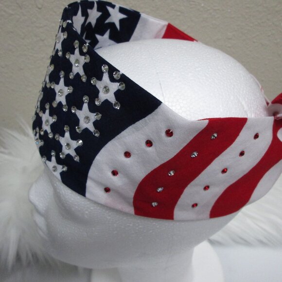 Red , White & Blue Fourth of July Stars BLINGED OUT riding bandana COOL! main image 5